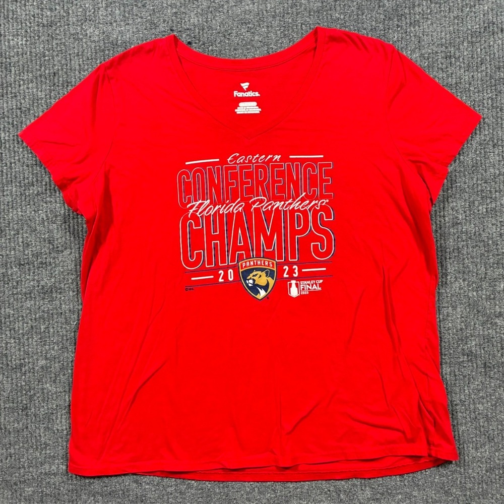 Florida Panthers '23 Eastern Conference Champs Shirt Womens 2XL Red NHL Fanatics